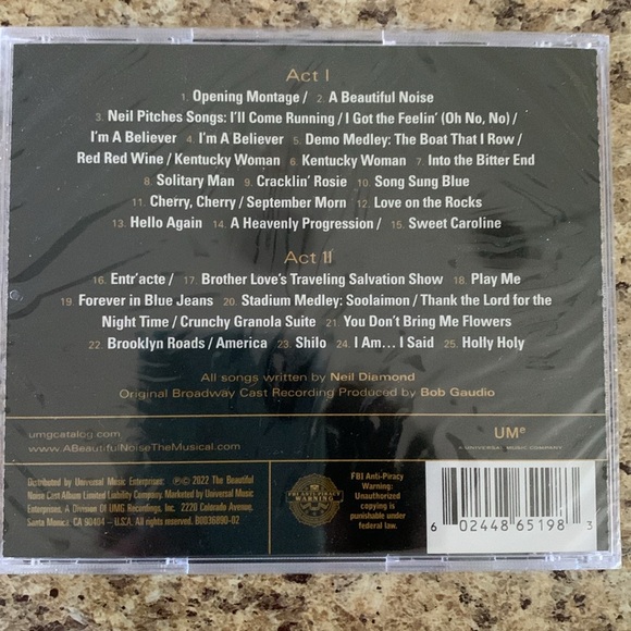 The Neil Diamond Musical A BEAUTIFUL NOISE Original Broadway Cast Recording cd - Picture 2 of 2